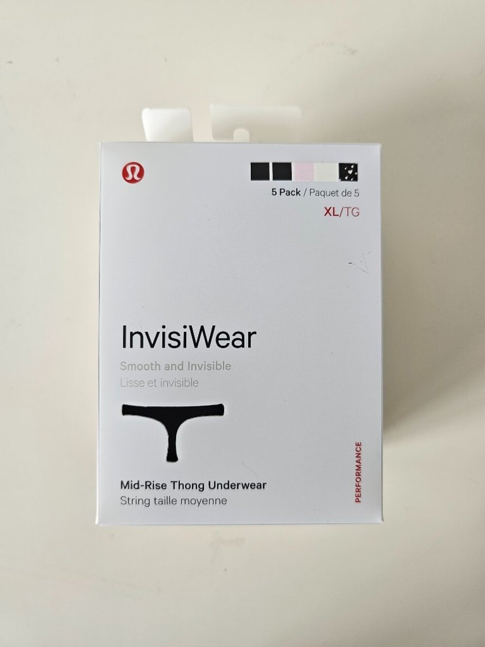 NWT LULULEMON Multi Color Smooth & Invisible InvisiWear Mid Rise Thong 5 Pack XL